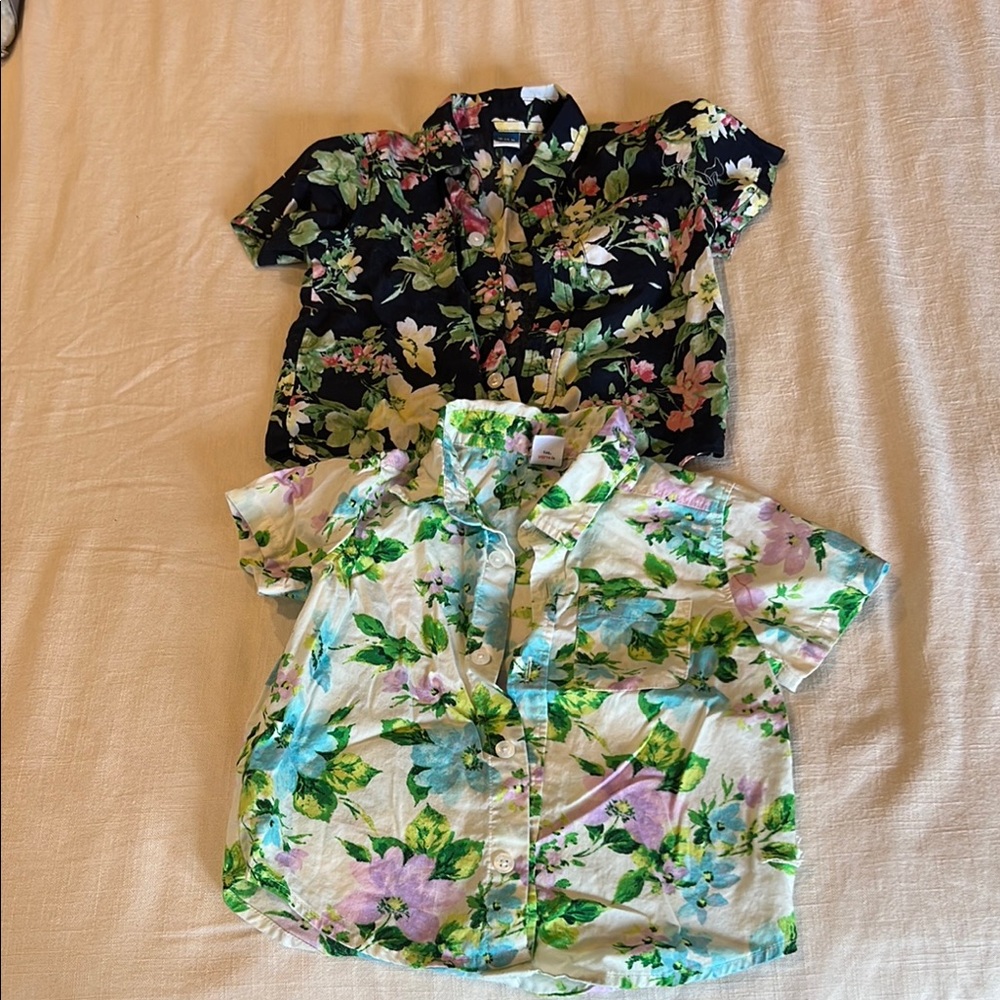 Floral Kids Shirts - Blue and Green